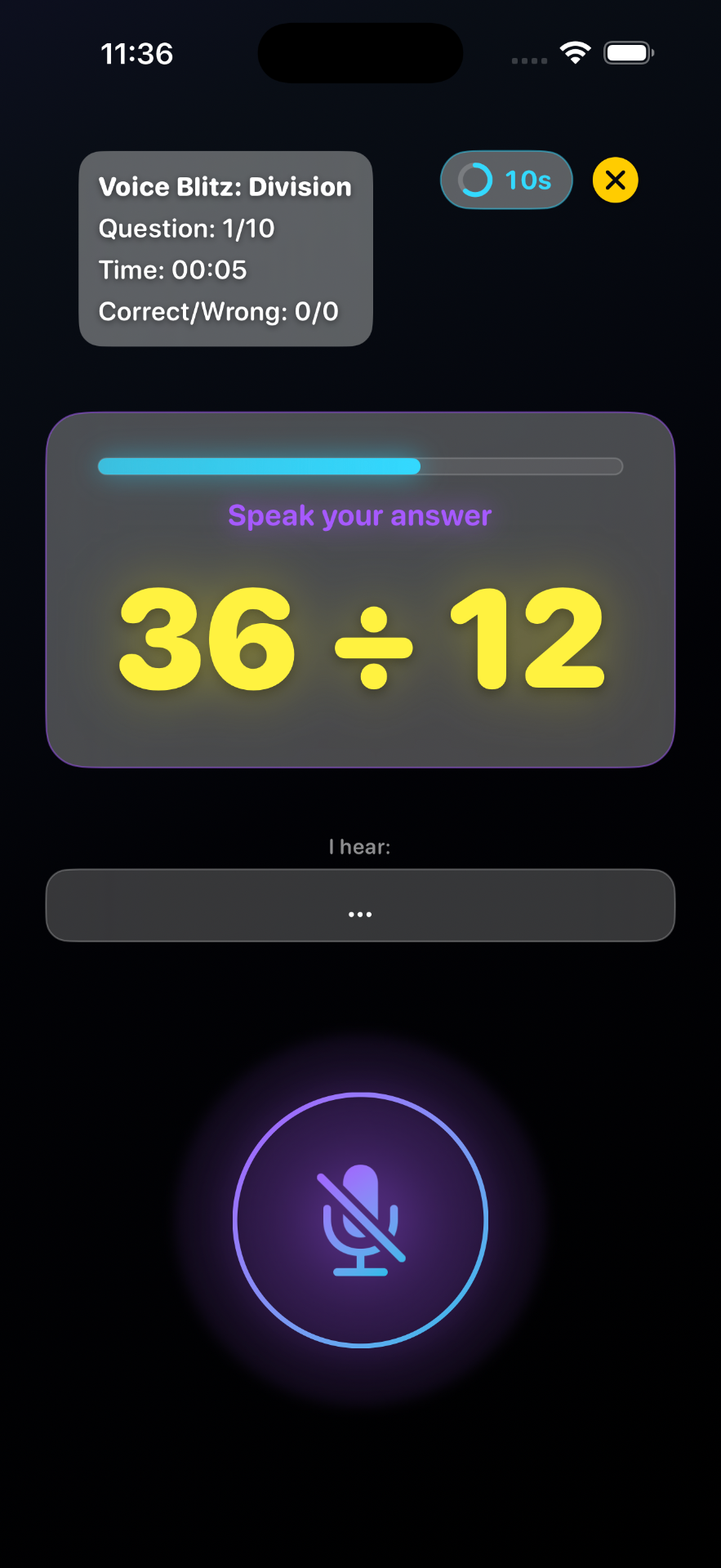 Voice Blitz speak-your-answer mode