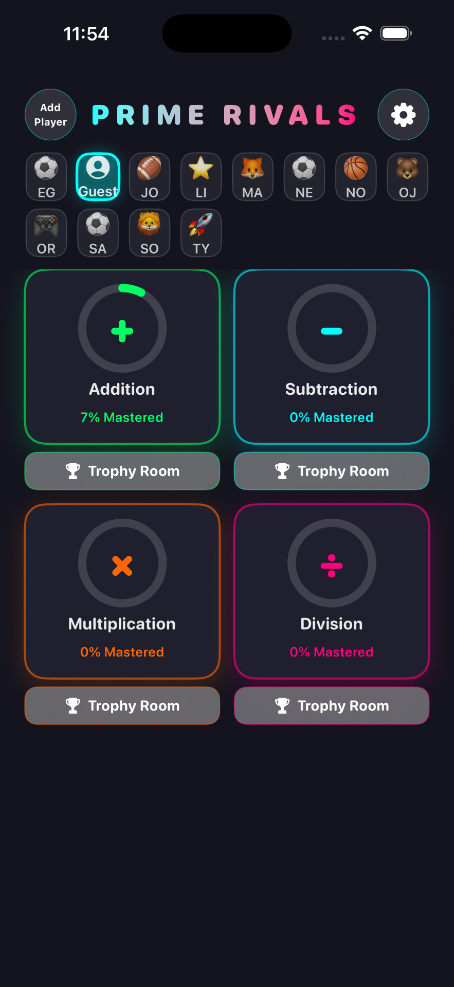 Prime Rivals main hub on iPhone