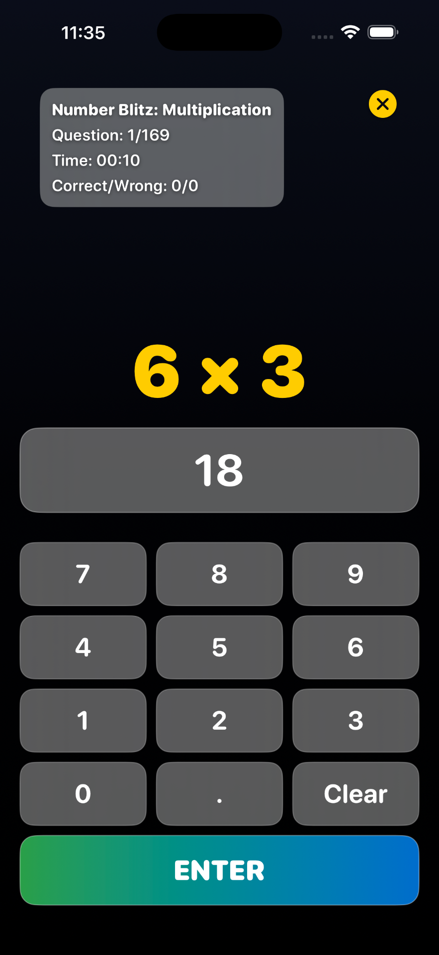 Number Blitz timed keypad mode